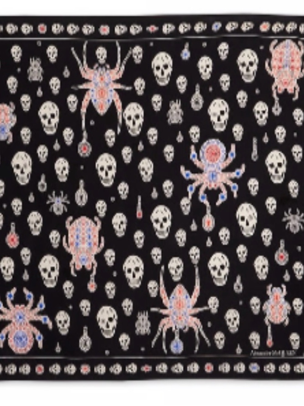 Black Skull & Jeweled Spider Print Scarf